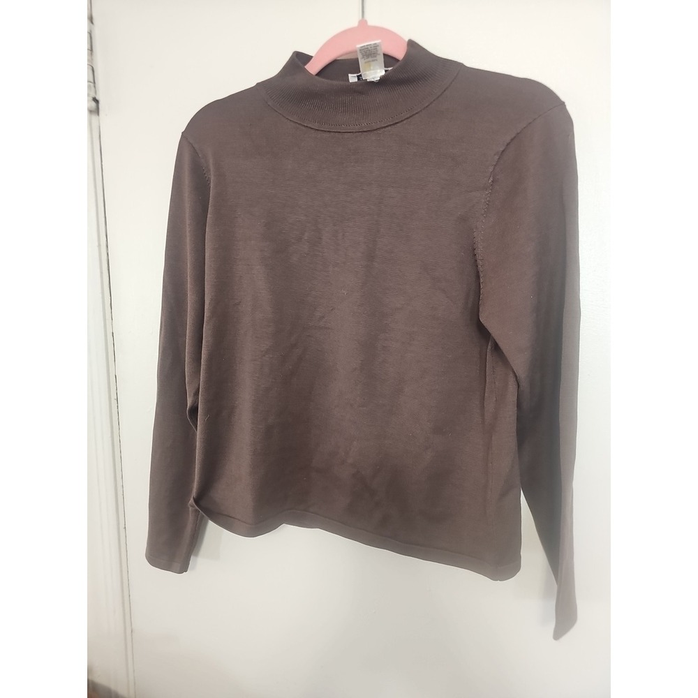 Pendleton Sweater Women's Brown Silk Blend Mock Turtle Neck Size Medium